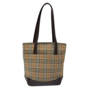 BURBERRY Nova Check Tote Bag Canvas Leather Beige Brown gold Auth 115568-3