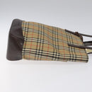 BURBERRY Nova Check Tote Bag Canvas Leather Beige Brown gold Auth 115568-4