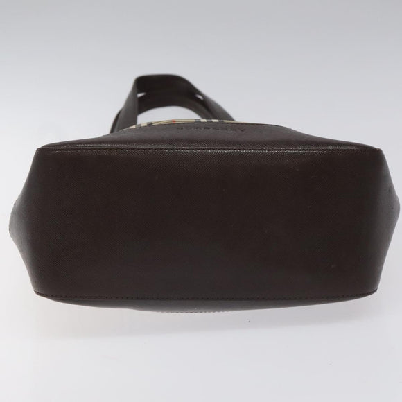 BURBERRY Nova Check Tote Bag Canvas Leather Beige Brown gold Auth 115568