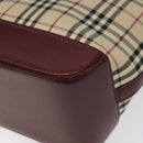 BURBERRY Nova Check Tote Bag Canvas Leather Beige Red gold Auth 115569-9