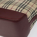 BURBERRY Nova Check Tote Bag Canvas Leather Beige Red gold Auth 115569-15