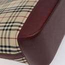 BURBERRY Nova Check Tote Bag Canvas Leather Beige Red gold Auth 115569-16