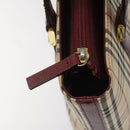 BURBERRY Nova Check Tote Bag Canvas Leather Beige Red gold Auth 115569-10