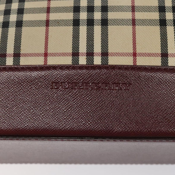 BURBERRY Nova Check Tote Bag Canvas Leather Beige Red gold Auth 115569