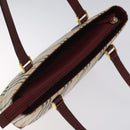 BURBERRY Nova Check Tote Bag Canvas Leather Beige Red gold Auth 115569-6