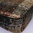 BURBERRY Nova Check Shoulder Bag Wool Suede Leather Beige Black gold Auth 115571-16