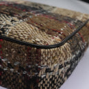 BURBERRY Nova Check Shoulder Bag Wool Suede Leather Beige Black gold Auth 115571-17