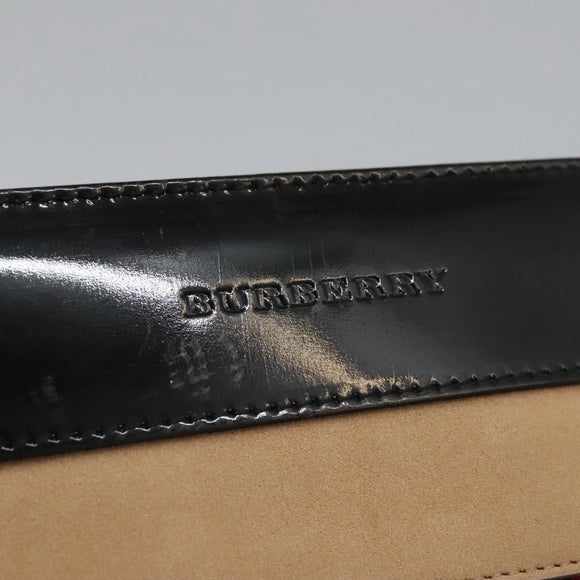 BURBERRY Nova Check Shoulder Bag Wool Suede Leather Beige Black gold Auth 115571