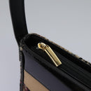 BURBERRY Nova Check Shoulder Bag Wool Suede Leather Beige Black gold Auth 115571-10