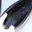 BURBERRY Nova Check Shoulder Bag Wool Suede Leather Beige Black gold Auth 115571-11