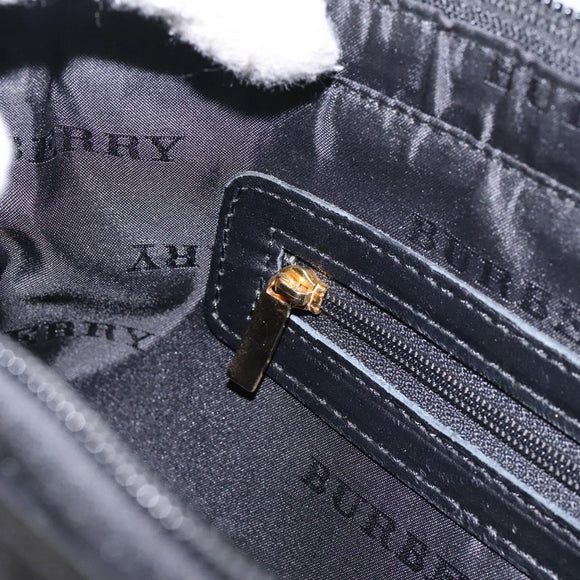 BURBERRY Nova Check Shoulder Bag Wool Suede Leather Beige Black gold Auth 115571