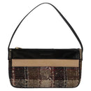 BURBERRY Nova Check Shoulder Bag Wool Suede Leather Beige Black gold Auth 115571-13