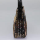 BURBERRY Nova Check Shoulder Bag Wool Suede Leather Beige Black gold Auth 115571-3