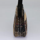 BURBERRY Nova Check Shoulder Bag Wool Suede Leather Beige Black gold Auth 115571-4