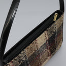 BURBERRY Nova Check Shoulder Bag Wool Suede Leather Beige Black gold Auth 115571-6