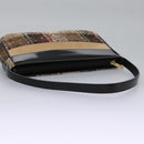 BURBERRY Nova Check Shoulder Bag Wool Suede Leather Beige Black gold Auth 115571-7