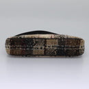 BURBERRY Nova Check Shoulder Bag Wool Suede Leather Beige Black gold Auth 115571-5