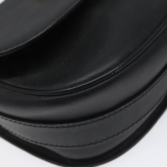 CELINE Shoulder Bag Leather Black Auth 115579