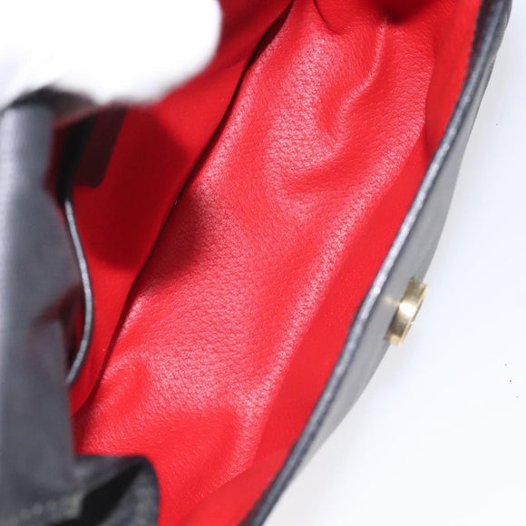 CELINE Shoulder Bag Leather Black Auth 115579