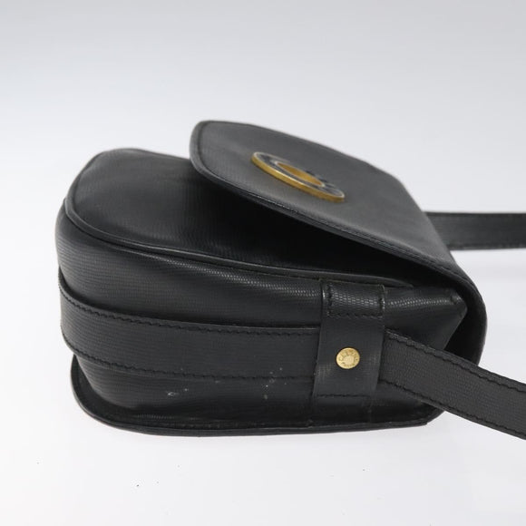 CELINE Shoulder Bag Leather Black Auth 115579