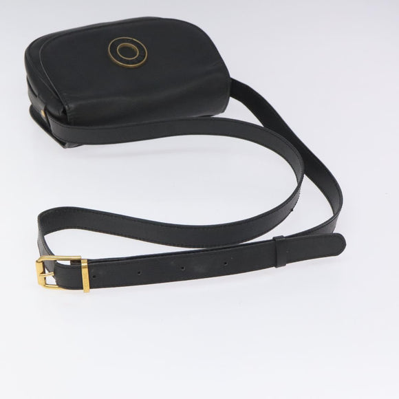 CELINE Shoulder Bag Leather Black Auth 115579