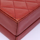 CHANEL Matelasse Hand Bag Lamb Skin 2way Red CC Auth 115600A-8
