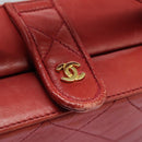CHANEL Matelasse Hand Bag Lamb Skin 2way Red CC Auth 115600A-9