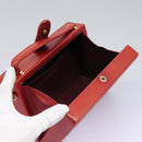 CHANEL Matelasse Hand Bag Lamb Skin 2way Red CC Auth 115600A-23