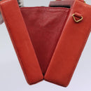 CHANEL Matelasse Hand Bag Lamb Skin 2way Red CC Auth 115600A-25