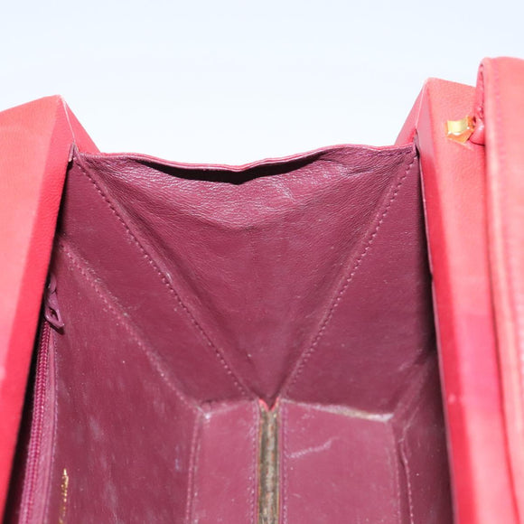 CHANEL Matelasse Hand Bag Lamb Skin 2way Red CC Auth 115600V