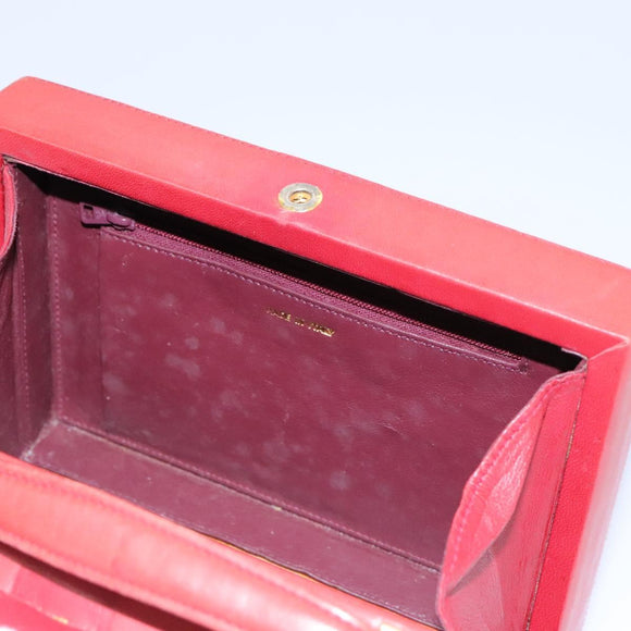 CHANEL Matelasse Hand Bag Lamb Skin 2way Red CC Auth 115600V
