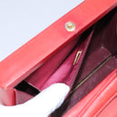 CHANEL Matelasse Hand Bag Lamb Skin 2way Red CC Auth 115600V-31