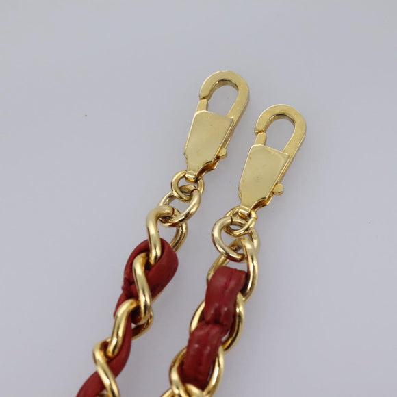 CHANEL Matelasse Hand Bag Lamb Skin 2way Red CC Auth 115600A