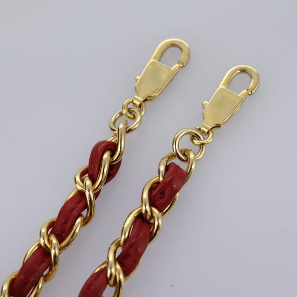 CHANEL Matelasse Hand Bag Lamb Skin 2way Red CC Auth 115600A