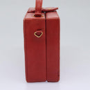 CHANEL Matelasse Hand Bag Lamb Skin 2way Red CC Auth 115600V-4