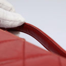 CHANEL Matelasse Hand Bag Lamb Skin 2way Red CC Auth 115600V-14