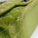 CHANEL Mini Matelasse 20 Single Flap Chain Bag Velor Green CC Auth 115601A-10