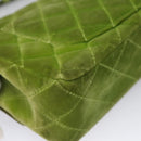 CHANEL Mini Matelasse 20 Single Flap Chain Bag Velor Green CC Auth 115601A-12