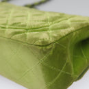 CHANEL Mini Matelasse 20 Single Flap Chain Bag Velor Green CC Auth 115601A-13