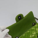 CHANEL Mini Matelasse 20 Single Flap Chain Bag Velor Green CC Auth 115601A-16