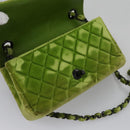 CHANEL Mini Matelasse 20 Single Flap Chain Bag Velor Green CC Auth 115601A-17