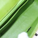 CHANEL Mini Matelasse 20 Single Flap Chain Bag Velor Green CC Auth 115601A-20