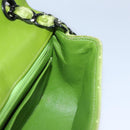 CHANEL Mini Matelasse 20 Single Flap Chain Bag Velor Green CC Auth 115601A-21