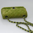 CHANEL Mini Matelasse 20 Single Flap Chain Bag Velor Green CC Auth 115601A-6