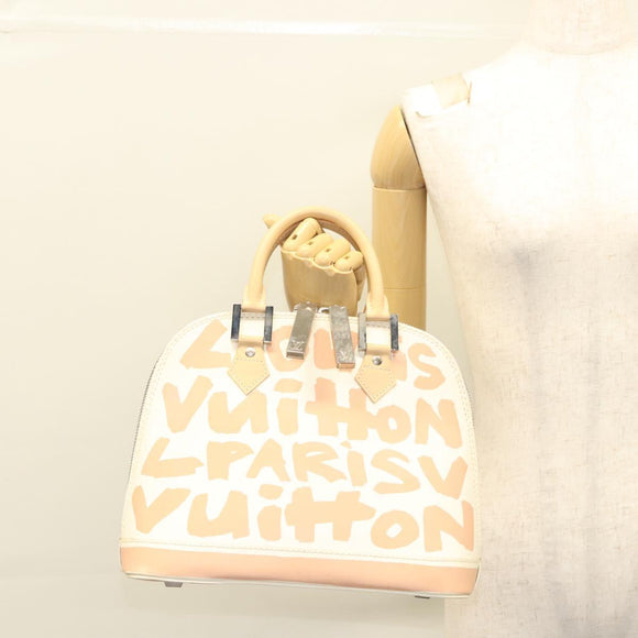 LOUIS VUITTON Monogram Graffiti Alma MM Hand Bag White M92180 LV Auth 115620