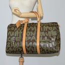 LOUIS VUITTON Monogram Graffiti Keepall 50 Boston Bag Khaki M92196 Auth 115621AM-24