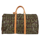 LOUIS VUITTON Monogram Graffiti Keepall 50 Boston Bag Khaki M92196 Auth 115621AM-2