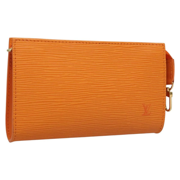LOUIS VUITTON Epi Pouch Orange Mandarin LV Auth 115631