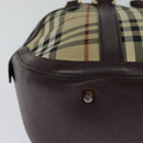 BURBERRY Nova Check Hand Bag Canvas 2way Beige Auth 115677-15