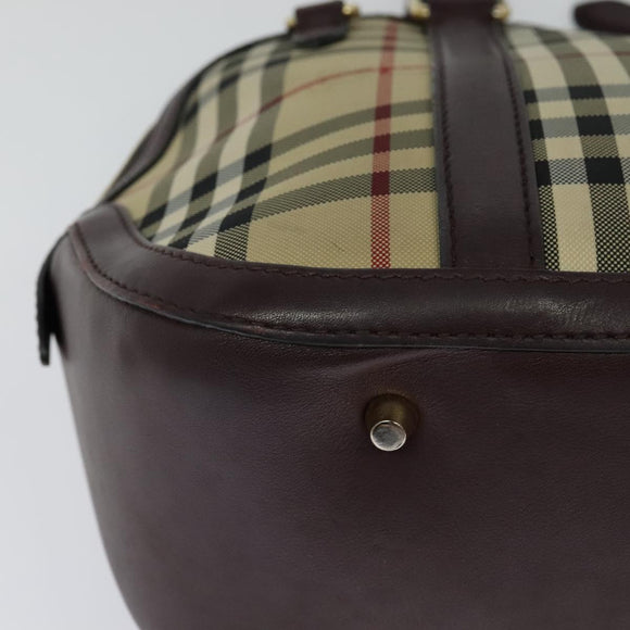 BURBERRY Nova Check Hand Bag Canvas 2way Beige Auth 115677